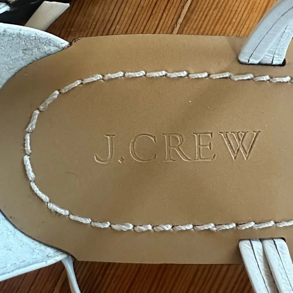 J. Crew RARE Zadie Knotted Woven Lace-Up Flat Sandals in White Size 7